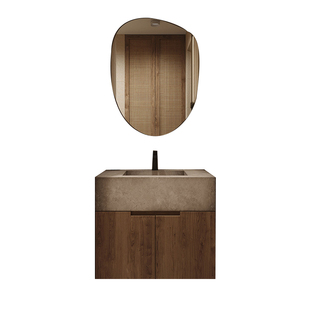 复古风浴室柜侘寂卫生间洗漱台小户型极窄可丽耐一体盆洗手台定制