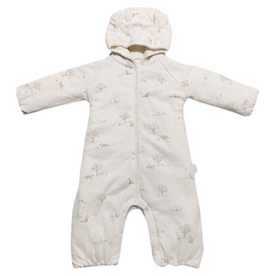 Quincy Mae婴幼儿衣服连帽连体衣舒适保暖连体衣秋冬长袖保暖爬服
