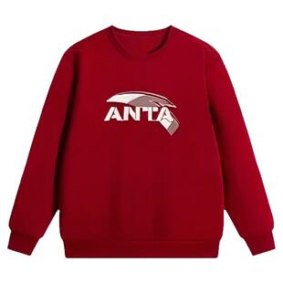 安踏儿童红色卫衣男女童2026春季新款休闲运动长袖上衣套头打底衫