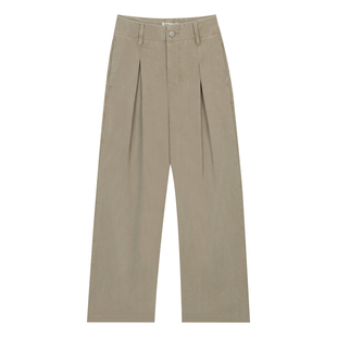 【限时价】橘子树在哪儿卡其色牛仔裤女秋季垂感阔腿拖地百搭裤子