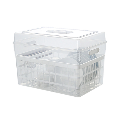 厨房碗筷收纳盒带盖放餐具碗柜置物架家用沥水碗盘架碗碟收纳架子