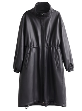 海宁真皮羽绒服女中长款冬季韩版宽松大码加绒厚收腰显瘦皮衣外套