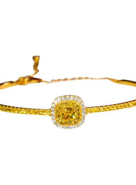 银镀金色进口莫桑石肥方手链