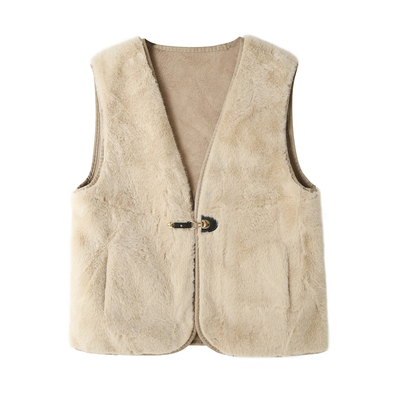 仿水貂绒皮毛一体马甲女秋冬新款毛绒绒坎肩短款马夹环保皮草外套