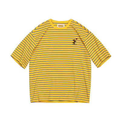 【MRA腊肠狗刺绣条纹Tee】二本针