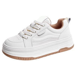 加绒厚底真皮小白鞋女2025秋冬新款百搭女鞋增高休闲运动圆头板鞋