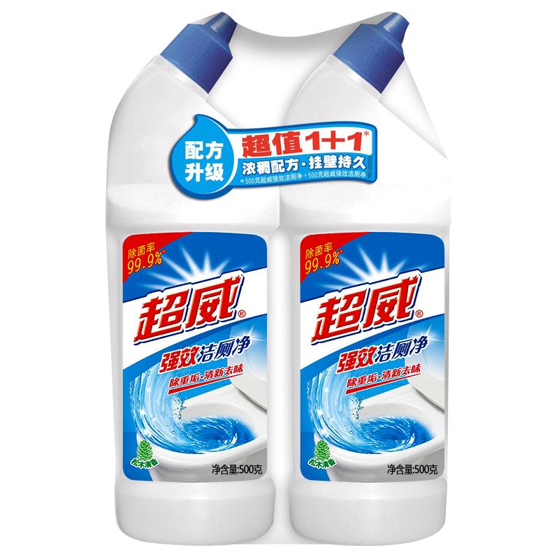 2瓶超威洁厕灵送刷子强效洁厕净液宝家用厕所马桶清洁剂除臭尿垢