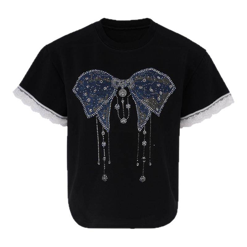 TCH潮牌轻奢百搭小众时尚烫钻T恤