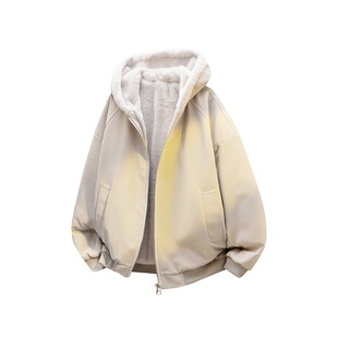 冬季座山雕加绒羊羔毛棉服女胖mm大码宽松棉袄显瘦加厚皮棉衣外套