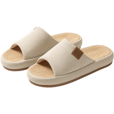 高级感四季抗菌棉麻拖鞋情侣