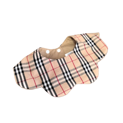 格子圆形防水双面宝宝口水巾棉质