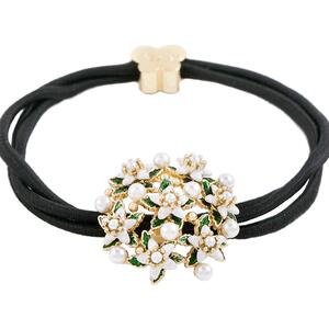 shes栀子花开清新撞色手工滴油花朵简约皮筋发绳头饰马尾发圈