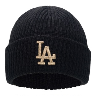 MLB官方LA针织帽男女帽子2025冬季新款保暖运动帽绒线帽3ABNM0756