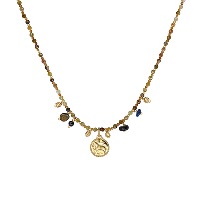 LAZYCIRCLES小马钱币多宝石项链