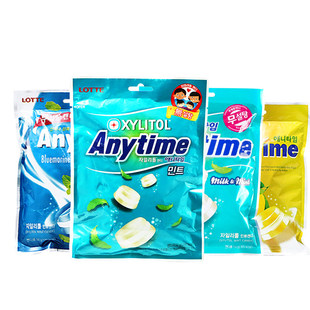 韩国木糖醇糖果进口乐天薄荷糖三层夹心袋装糖anytime薄荷糖