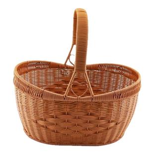 大元宝手工编织篮子藤编手提菜篮水果购物收纳鸡蛋大容量老式篮子