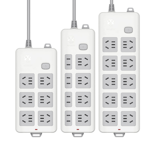 拳王排插长线5米10米1.8米3米带开关双排插座宿舍家用办公延长线