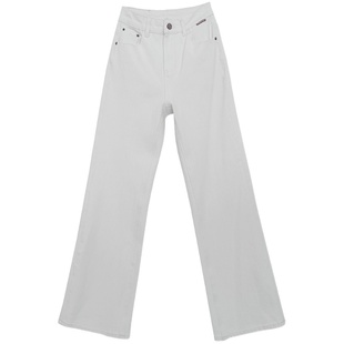 宝藏裤型~窄版弹力白色加绒牛仔裤女秋冬直筒宽松显瘦拖地阔腿裤