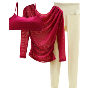 超好看瑜伽服套装女2026新款纯欲风透视网纱高级感普拉提健身上衣