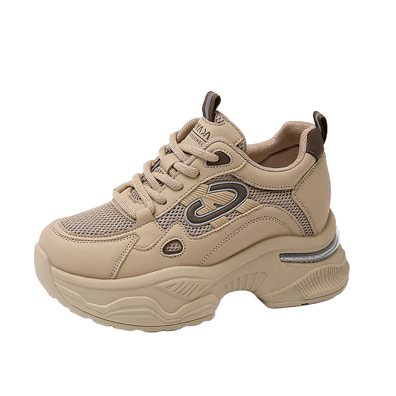 真皮内增高厚底老爹鞋女2025春秋新款小个子百搭休闲运动鞋小白鞋