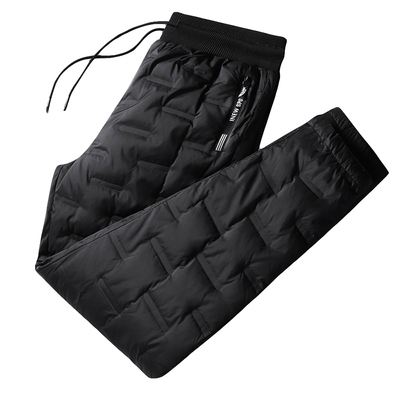 冬季潮男士鸭绒真羽绒裤胖青年加肥大码加厚外穿保暖防风抗寒裤子