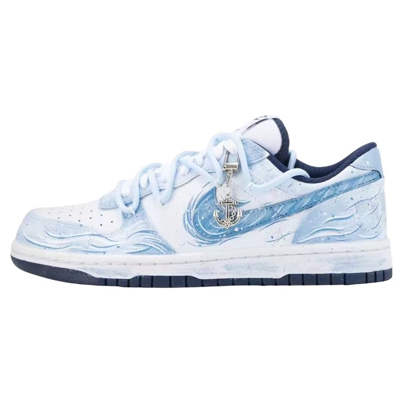 定制球鞋Nike Big 海洋之子 冰蓝撞色 晕染 耐磨防滑男子低帮板鞋