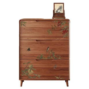 新中式花鸟实木鞋柜2026新款爆款高档入户门口翻斗收纳超薄款柜子