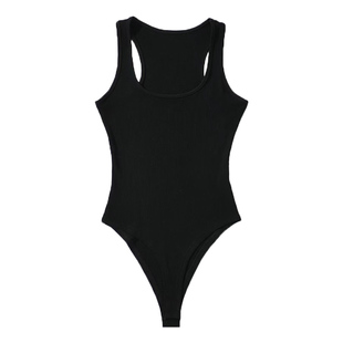 ins欧美纯色圆领螺纹连体吊带上衣夏性感修身百搭工字背心打底衫