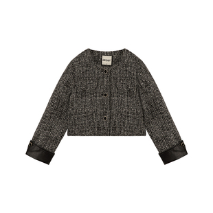 Amybaby女童套装冬季2025新款高级感法式赫本风连衣裙外套百褶裙