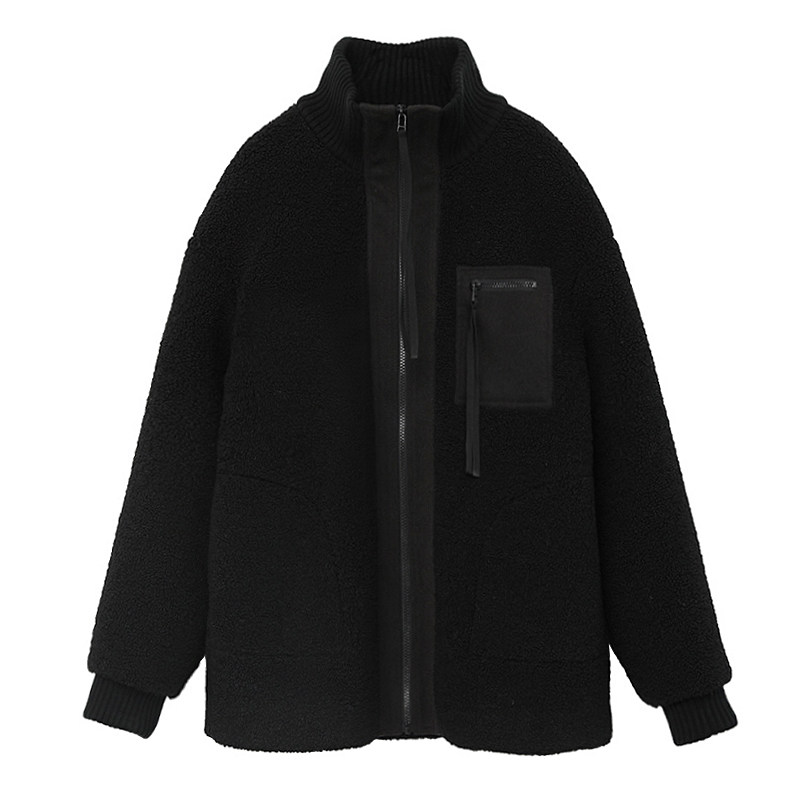 秋冬季韩版宽松百搭立领羊羔毛外棉衣/棉服