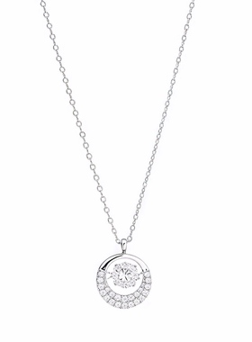 流浪拾光纯银跳动的心女闪钻项链