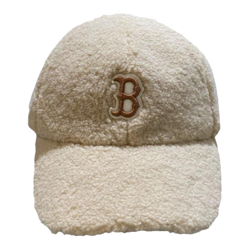 韩国MLB帽子秋冬新仿羊羔毛帽NY字母保暖情侣棒球帽ins潮帽鸭舌帽