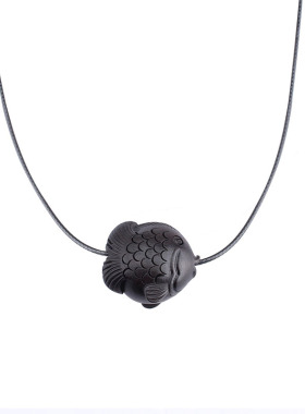 民族风鱼黑檀木毛衣链棉麻衣服男