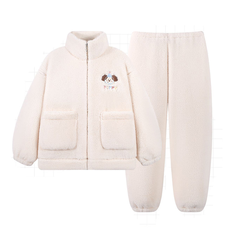 珊瑚绒卡通加厚休闲外穿家居服