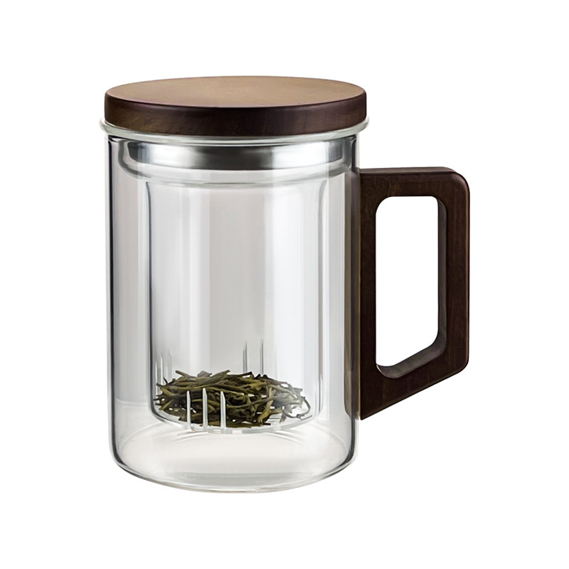 木把玻璃杯办公室泡茶杯