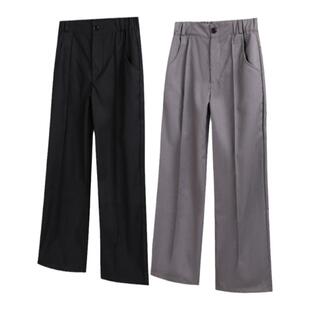 WithoutMe/REBELTOREBEL直筒立体剪裁西裤/裤中压褶A字TR混纺微阔