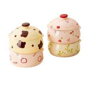 可爱陶瓷炖盅蒸蛋专用碗双耳带盖瓦罐汤盅家用隔水一人份蒸盅炖罐