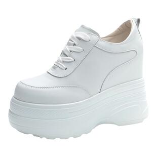 11厘米超高内增高女鞋春秋软底休闲鞋子小个子33码小码厚底小白鞋