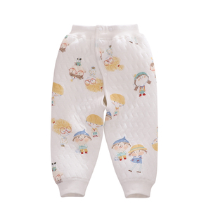 宝宝春秋冬季夹棉保暖裤分体裤子无骨按扣式0一2岁初生婴儿开裆裤