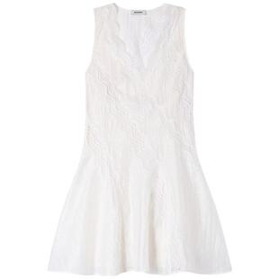 新品首发SANDRO2026春季新款女装法式白色波浪形刺绣图案连衣裙