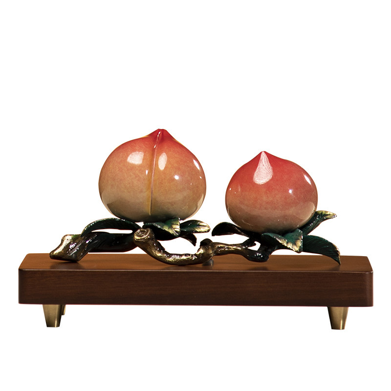 全铜寿桃桌面摆件家居装饰品