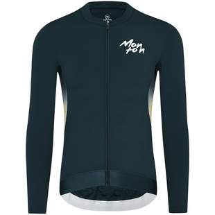 Monton脉腾长袖春季男款骑行服黑色速干透气上衣长途舒适骑行奢影