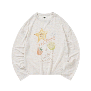 714street莱赛尔凉感印花T恤女款 2026春季新款宽松彩纱长袖罩衫