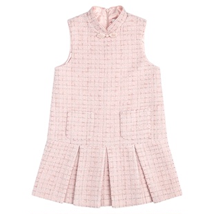 RBIGX瑞比克童装2025秋季新款新中式国风珍珠女童针织背心连衣裙