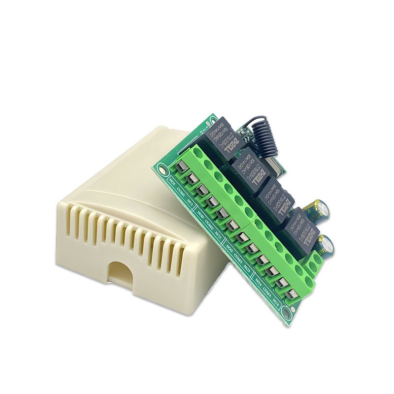 12V四路无线接收控制车库门电机继电器遥控开关系统四路遥控开关