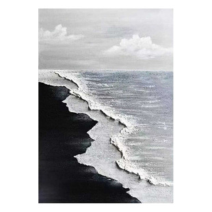 现代海浪抽象肌理玄关大幅壁画手绘凹凸立体高级感浮雕落地装饰画