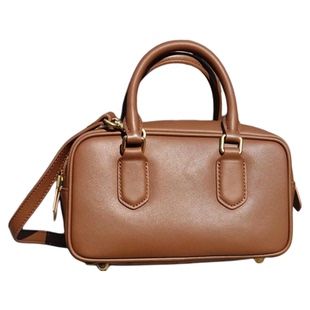 HOUSE OF HIYA经典头层牛皮复古保龄球斜挎手拎包小方形波士顿款