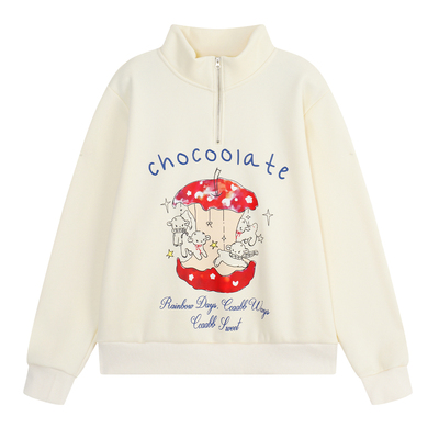 YUZI鱼子可爱卡通小狗半高领卫衣