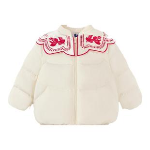 迷你巴拉巴拉女童新中式拜年羽绒服2025冬装新款宝宝保暖红色外套