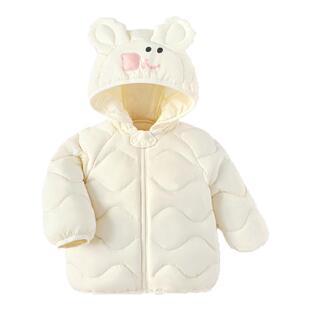 羽绒服儿童男款轻薄秋冬装短款外套棉衣连帽女宝宝保暖棉服白鸭绒